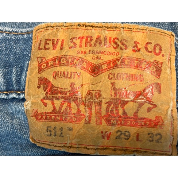 Levi Strauss 511 Mens Jeans Blue Medium Wash Slim Fit W29 L32 (Now 29x31) - Picture 7 of 8